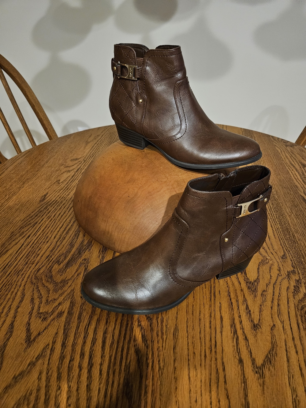 Unisa Dark Brown Quilted Ankle Boot with Buckle